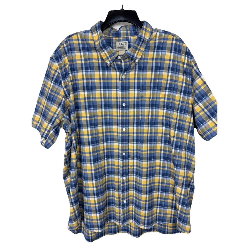 L.L.Bean‎ Plaid Oxford Button Down Shirt Mens XXL Slightly Fitted Spring Easter